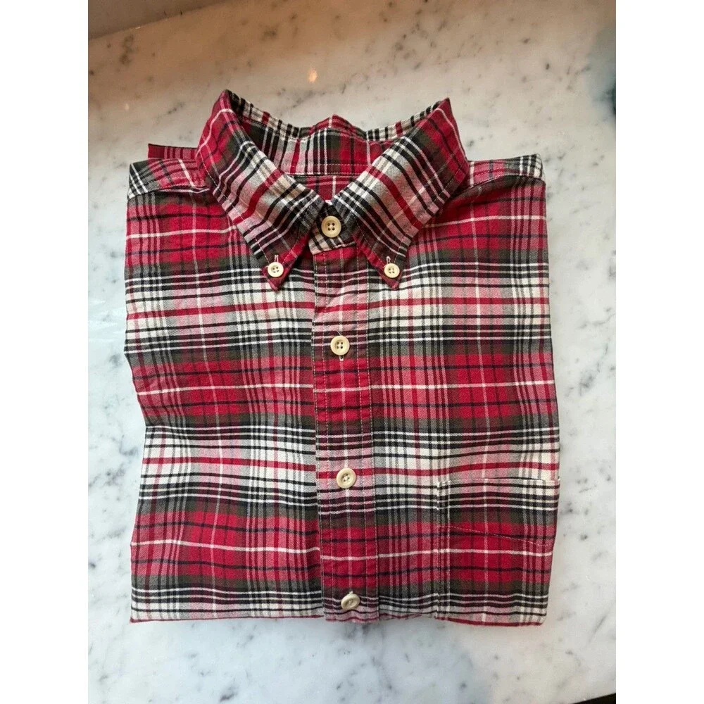 Vintage J Crew Oarsman Shirt Mens Plaid Button Down Cotton Medium Perfect Y2K